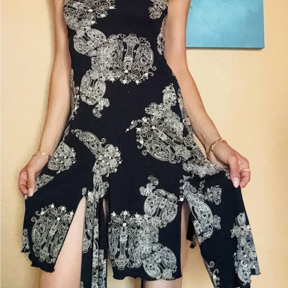 Elegant Black and White Strapless Dress